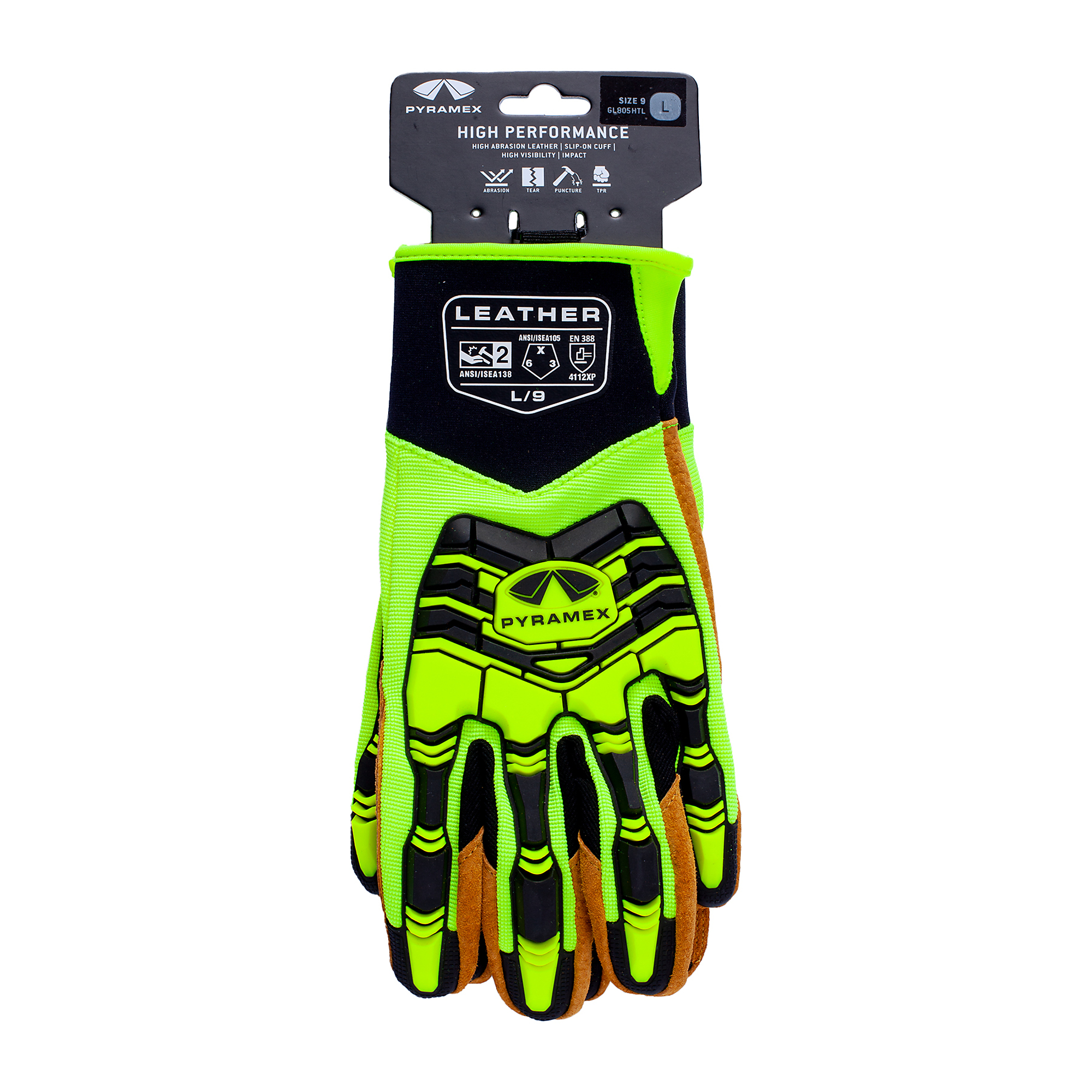 Pyramex Gloves High Impact TPR Leather Palm L